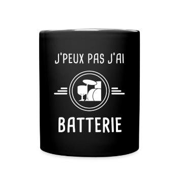 batterie je peux pas j'ai batterie music batteur - Mug uni - noir - Devant