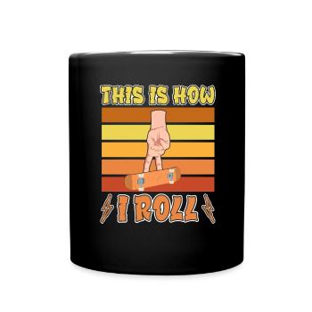 Fingerboard Finger Skateboarding How I Roll - Full Colour Mug - black - Front