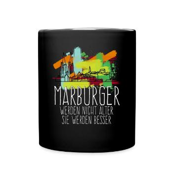Marburg Stadt Gebäude Marburger - Tasse einfarbig - Schwarz - Vorne