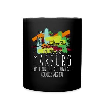 Marburg Sprüche Marburger - Tasse einfarbig - Schwarz - Vorne