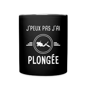 plongée je peux pas j'ai plongée plongeur - Mug uni - noir - Devant