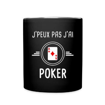 poker je peux pas j'ai poker cartes - Mug uni - noir - Devant