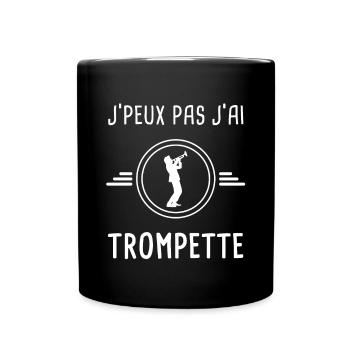 trompette je peux pas j'ai trompette trompettiste - Mug uni - noir - Devant
