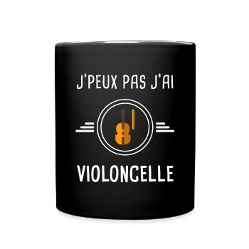violon je peux pas j'ai violoncelle instrument - Mug uni - noir - Devant