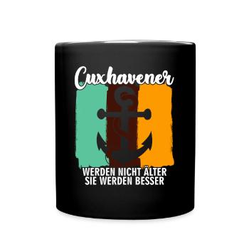 Cuxhaven retro Cuxhavener - Tasse einfarbig - Schwarz - Vorne