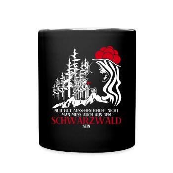 Schwarzwald Bollenhut Witz Schwarzwälder - Tasse einfarbig - Schwarz - Vorne