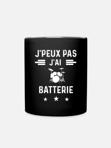 batteur je peux pas j'ai batterie - Mug uni - noir
