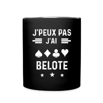 cartes je peux pas j'ai belote - Mug uni - noir - Devant
