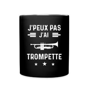trompettiste je peux pas j'ai trompette instrument - Mug uni - noir - Devant