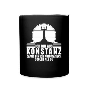 Konstanz Bodensee Urlaub Konstanzer - Tasse einfarbig - Schwarz - Vorne
