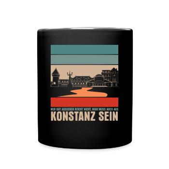 Konstanz Bodensee Witz Konstanzer - Tasse einfarbig - Schwarz - Vorne