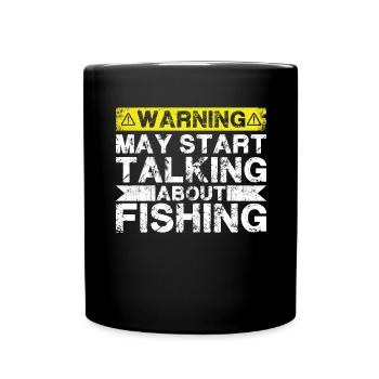 Fangen Sie An, Über Fischfischen Zu Sprechen - Tasse einfarbig - Schwarz - Vorne