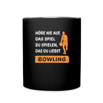 Never Stop Playing the Game Bowling Gift - Full Colour Mug - black - Front