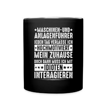 Maschinen- und Anlagenführer Maschinenführer - Tasse einfarbig - Schwarz - Vorne