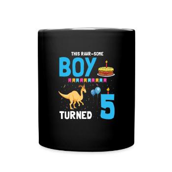 Parasaurolophus Boys Design Birthday Party - Full Colour Mug - black - Front