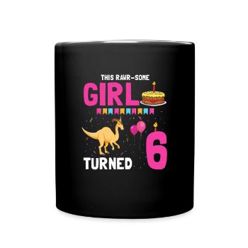 Parasaurolophus design dinosaur birthday - Full Colour Mug - black - Front
