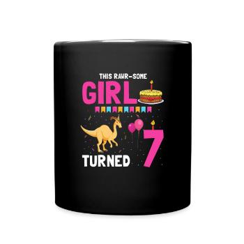 Parasaurolophus Girls Design Birthday Party - Full Colour Mug - black - Front
