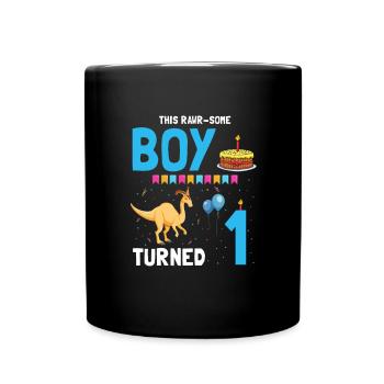 Parasaurolophus Buben Design Geburtstagsparty - Tasse einfarbig - Schwarz - Vorne