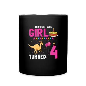 Parasaurolophus Design Dinosaur Birthday - Full Colour Mug - black - Front