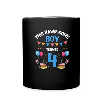 Parasaurolophus Design Dinosaur Birthday - Full Colour Mug - black - Front