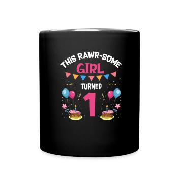 Parasaurolophus Design Dinosaur Birthday - Full Colour Mug - black - Front