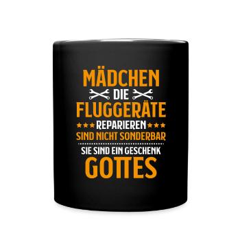 Fluggerätmechaniker Aircraft Mechanic - Tasse einfarbig - Schwarz - Vorne