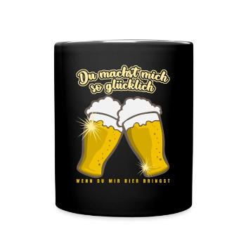 Bier Biertrinker Bierbrauer - Tasse einfarbig - Schwarz - Vorne