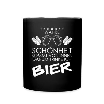 Bier Bierspruch Biertrinker Bierbrauer - Tasse einfarbig - Schwarz - Vorne
