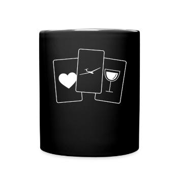 Herz - Wein - Segelflugzeug - - Tasse einfarbig - Schwarz - Vorne