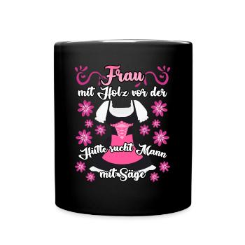 Single Frau Dirndl Party Alleinstehend - Tasse einfarbig - Schwarz - Vorne