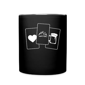 Herz - Bier - Berg - - Tasse einfarbig - Schwarz - Vorne