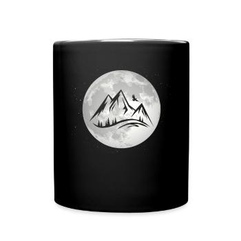 Vollmond - Berg - - Tasse einfarbig - Schwarz - Vorne