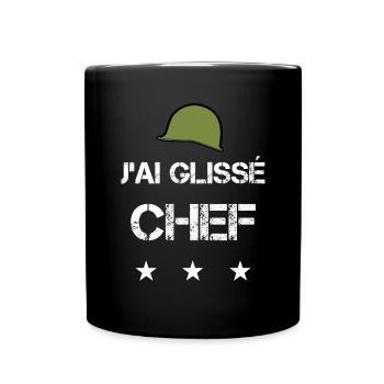 Militaire J'ai glissé chef phrase drôle film culte - Mug uni - noir - Devant