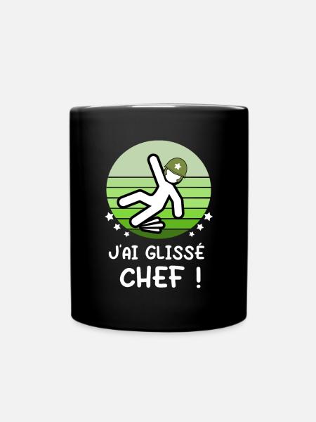 J'ai glissé chef vintage casque militaire phrase - Mug uni - noir