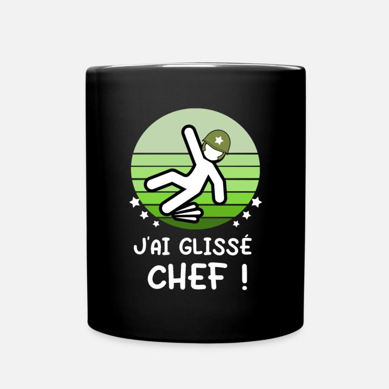 J'ai glissé chef vintage casque militaire phrase - Mug uni - noir