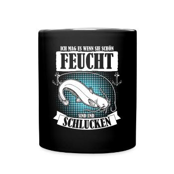 Waller Angler Fisch Angeln Fischer - Tasse einfarbig - Schwarz - Vorne