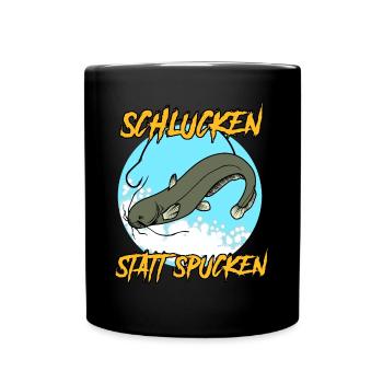 Waller Angler Angelsport Angeln Fisch - Tasse einfarbig - Schwarz - Vorne