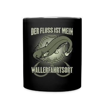Angler Waller Angelsport Angeln Fisch - Tasse einfarbig - Schwarz - Vorne