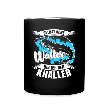Waller Fischer Angler Fisch Angeln - Tasse einfarbig - Schwarz - Vorne