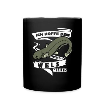 Angler Wels Waller Angelsport Angeln - Tasse einfarbig - Schwarz - Vorne