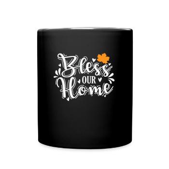 Bless our Home Familie USA Amerika Feiertag - Tasse einfarbig - Schwarz - Vorne