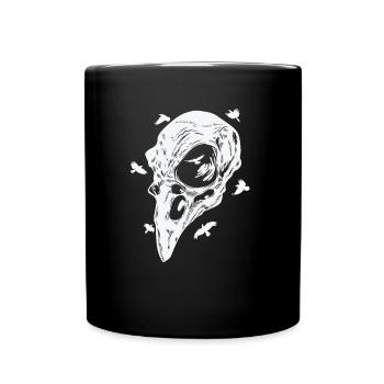 Bone skull of a raven crow bird - Full Colour Mug - black - Front