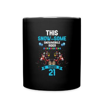 Snowmobile design for skidoo riders birthday - Full Colour Mug - black - Front
