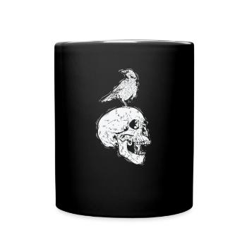 Crow on a bone skull raven bird - Full Colour Mug - black - Front