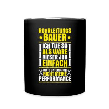Rohrleitungsbauer Rohrleitungsbau Pipelayer - Tasse einfarbig - Schwarz - Vorne