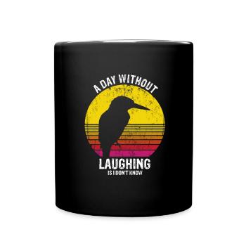 Kookaburra Design und Kookaburra Spruch - Tasse einfarbig - Schwarz - Vorne
