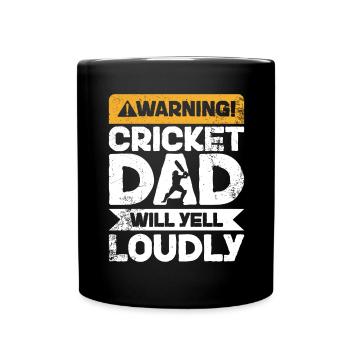 Warnung Schreien - Cricket Dad - Tasse einfarbig - Schwarz - Vorne