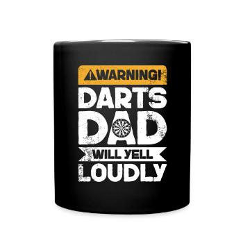 Warnschrei - Darts Dad - Tasse einfarbig - Schwarz - Vorne