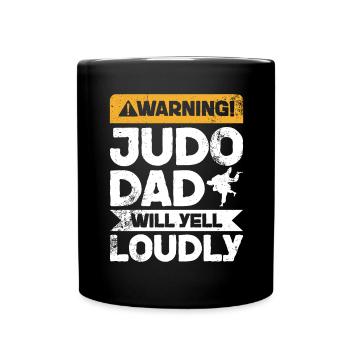 Warnschrei - Judo Papa - Tasse einfarbig - Schwarz - Vorne