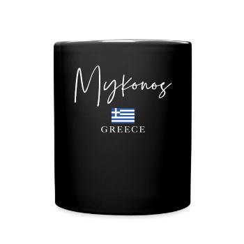 Greece Flag Holidays - Mykonos Island - Full Colour Mug - black - Front